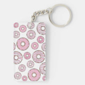 Muster von Donuts, rosa Donuts, Sprinklen Schlüsselanhänger (Rückseite)