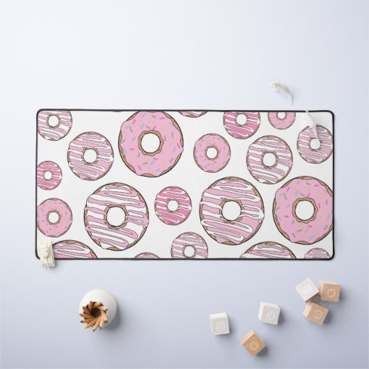 Muster von Donuts, rosa Donuts, Sprinklen Schreibtischunterlage (Kindertisch)