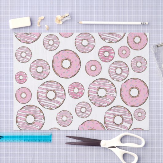 Muster von Donuts, rosa Donuts, Sprinklen Seidenpapier (Handwerk)
