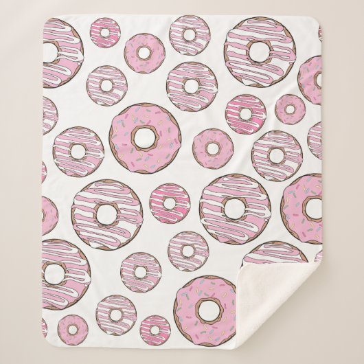 Muster von Donuts, rosa Donuts, Sprinklen Sherpadecke (Vorderseite)