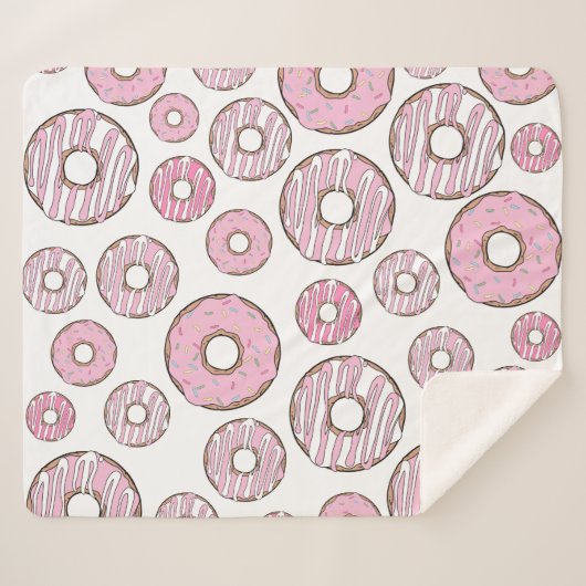 Muster von Donuts, rosa Donuts, Sprinklen Sherpadecke (Vorderseite (Horizontal))