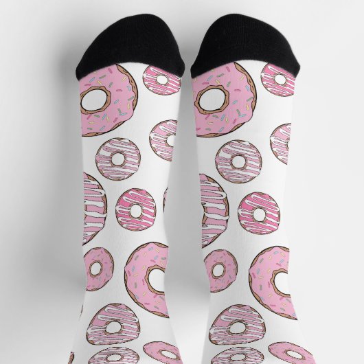 Muster von Donuts, rosa Donuts, Sprinklen Socken (Oben)