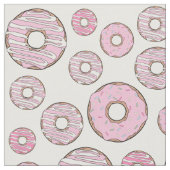 Muster von Donuts, rosa Donuts, Sprinklen Stoff (Nahaufnahme)