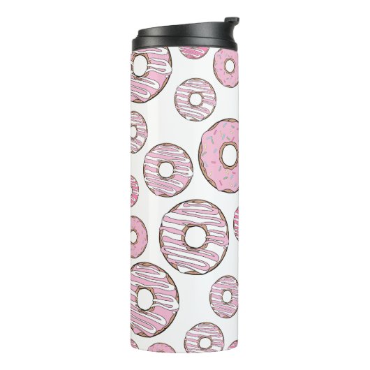 Muster von Donuts, rosa Donuts, Sprinklen Thermosbecher (Nach links gedreht)