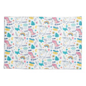 Muster von Einhorn und Dinosaurier Kissenbezug (Rückseite-Links)