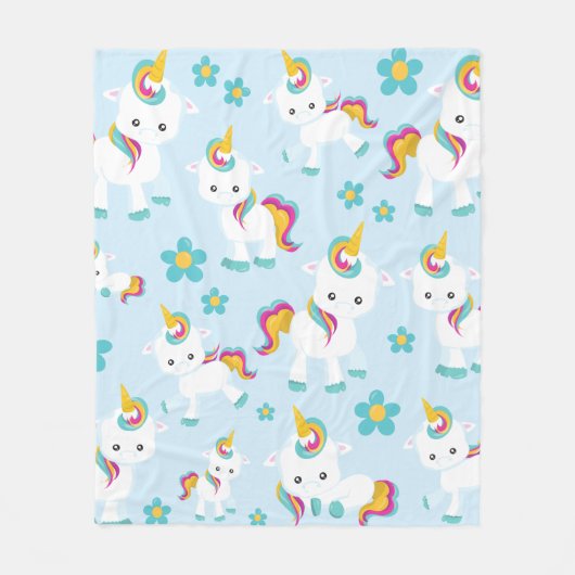 Muster von Einhörnern, Niedlichen Einhörnchen, Blu Fleecedecke (Vorderseite)