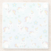 Muster von Einhörnern, Niedlichen Einhörnchen, Blu Glasuntersetzer (Rückseite)