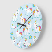 Muster von Einhörnern, Niedlichen Einhörnchen, Blu Große Wanduhr (Winkel)