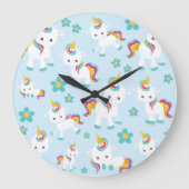 Muster von Einhörnern, Niedlichen Einhörnchen, Blu Große Wanduhr (Vorderseite)