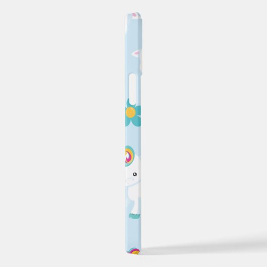 Muster von Einhörnern, Niedlichen Einhörnchen, Blu iPhone Hülle (Rechte Seite)