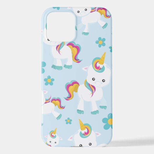 Muster von Einhörnern, Niedlichen Einhörnchen, Blu iPhone Hülle (Rückseite)