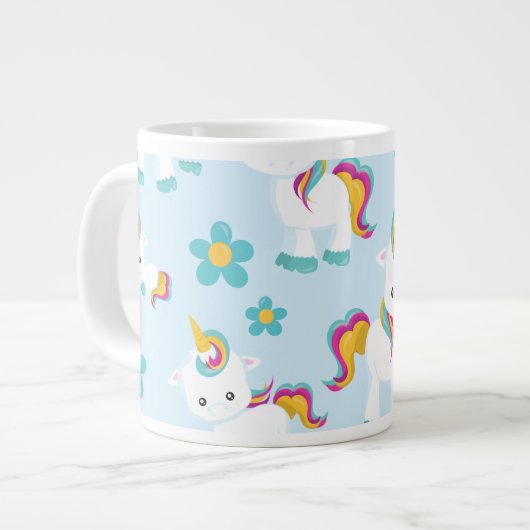 Muster von Einhörnern, Niedlichen Einhörnchen, Blu Jumbo-Tasse (Vorderseite Links)