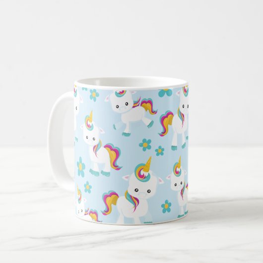 Muster von Einhörnern, Niedlichen Einhörnchen, Blu Kaffeetasse (Vorderseite Links)