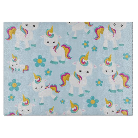 Muster von Einhörnern, Niedlichen Einhörnchen, Blu Schneidebrett (Vorderseite)