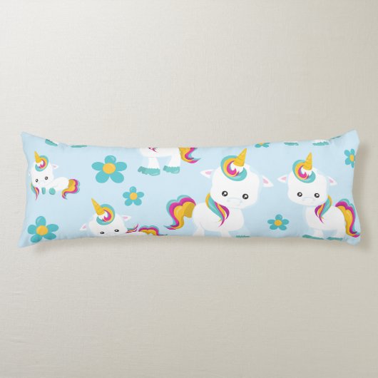 Muster von Einhörnern, Niedlichen Einhörnchen, Blu Seitenschläferkissen (Vorderseite)