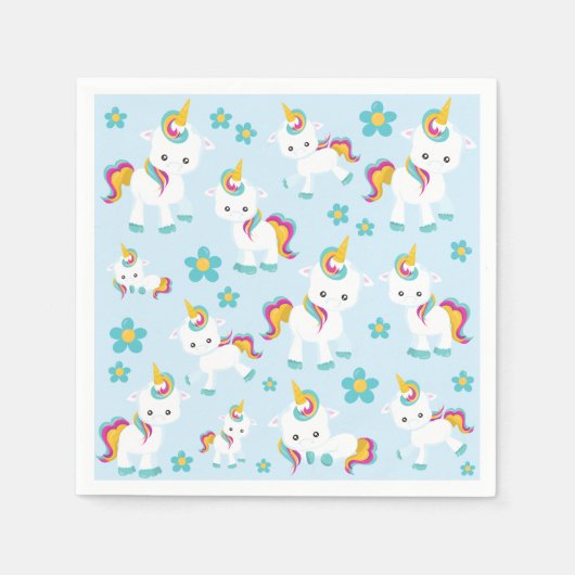 Muster von Einhörnern, Niedlichen Einhörnchen, Blu Serviette (Vorderseite)