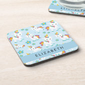 Muster von Einhörnern, Niedlichen Einhörnchen, Ihr Getränkeuntersetzer (Linke Seite)