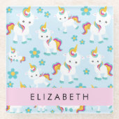 Muster von Einhörnern, Niedlichen Einhörnchen, Ihr Glasuntersetzer (Vorderseite)