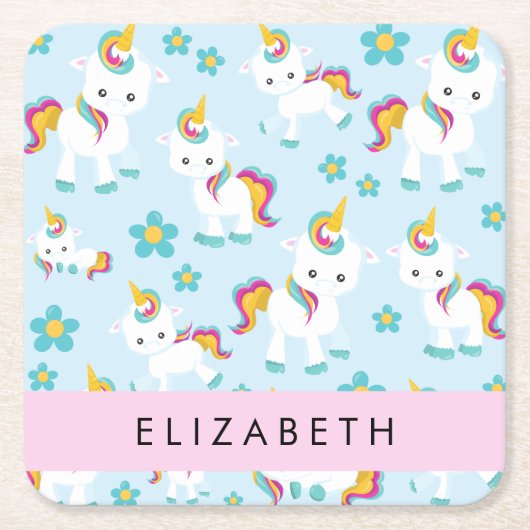 Muster von Einhörnern, Niedlichen Einhörnchen, Ihr Rechteckiger Pappuntersetzer (Vorderseite)