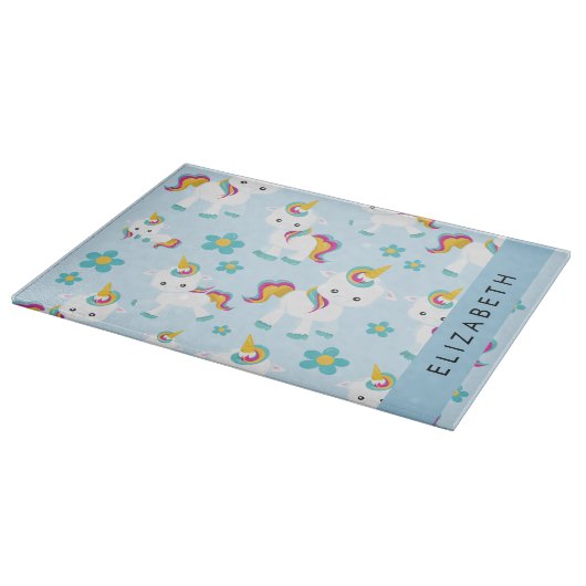 Muster von Einhörnern, Niedlichen Einhörnchen, Ihr Schneidebrett (Ecke)