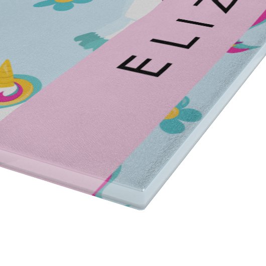 Muster von Einhörnern, Niedlichen Einhörnchen, Ihr Schneidebrett (Ecke)