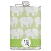 Muster von Elefanten, Elefantenmuster, Monogramm Flachmann (Vorderseite)