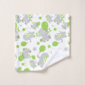Muster von Elefanten, Niedliche Elefanten - grün g Badhandtuch Set (Waschlappen)