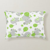Muster von Elefanten, Niedliche Elefanten - grün g Dekokissen (Vorderseite)