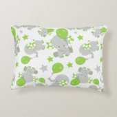 Muster von Elefanten, Niedliche Elefanten - grün g Dekokissen (Rückseite)
