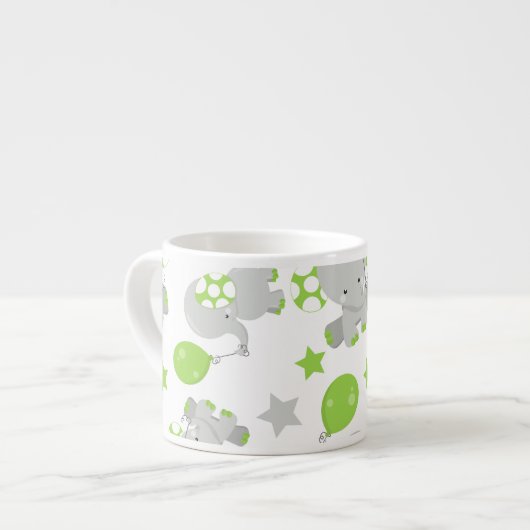 Muster von Elefanten, Niedliche Elefanten - grün g Espressotasse (Vorderseite Links)