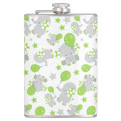 Muster von Elefanten, Niedliche Elefanten - grün g Flachmann (Vorderseite)