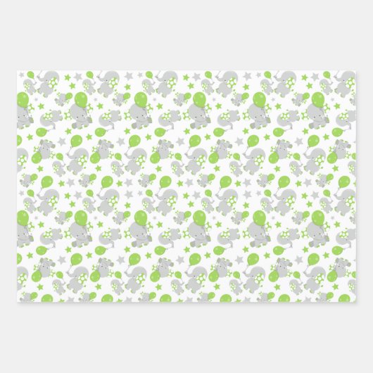 Muster von Elefanten, Niedliche Elefanten - grün g Geschenkpapier Set (Vorderseite 2)