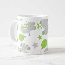 Muster von Elefanten, Niedliche Elefanten - grün g Jumbo-Tasse