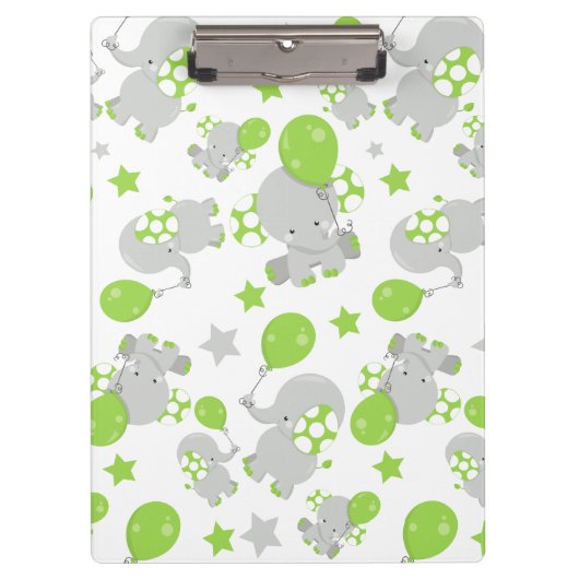 Muster von Elefanten, Niedliche Elefanten - grün g Klemmbrett (Vorderseite)