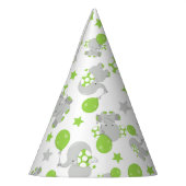 Muster von Elefanten, Niedliche Elefanten - grün g Partyhütchen (Links)