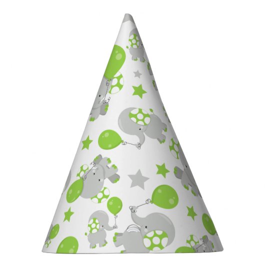 Muster von Elefanten, Niedliche Elefanten - grün g Partyhütchen (Rechts)