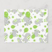 Muster von Elefanten, Niedliche Elefanten - grün g Postkarte (Vorderseite)