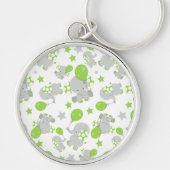 Muster von Elefanten, Niedliche Elefanten - grün g Schlüsselanhänger (Vorne)