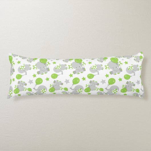 Muster von Elefanten, Niedliche Elefanten - grün g Seitenschläferkissen (Vorderseite)