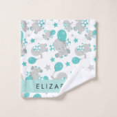 Muster von Elefanten, Niedliche Elefanten, Ihr Nam Badhandtuch Set (Waschlappen)