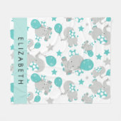 Muster von Elefanten, Niedliche Elefanten, Ihr Nam Fleecedecke (Vorderseite (Horizontal))