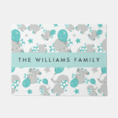 Muster von Elefanten, Niedliche Elefanten, Ihr Nam Fußmatte (Vorderseite)