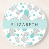 Muster von Elefanten, Niedliche Elefanten, Ihr Nam Getränkeuntersetzer (Vorne)