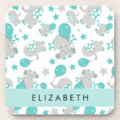 Muster von Elefanten, Niedliche Elefanten, Ihr Nam Getränkeuntersetzer (Vorderseite)