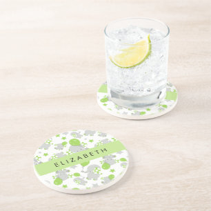 Muster von Elefanten, Niedliche Elefanten, Ihr Nam Getränkeuntersetzer