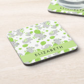 Muster von Elefanten, Niedliche Elefanten, Ihr Nam Getränkeuntersetzer (Linke Seite)