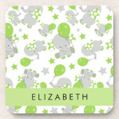 Muster von Elefanten, Niedliche Elefanten, Ihr Nam Getränkeuntersetzer (Vorderseite)