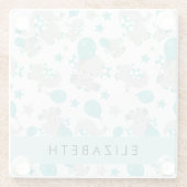 Muster von Elefanten, Niedliche Elefanten, Ihr Nam Glasuntersetzer (Rückseite)