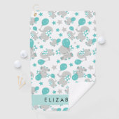 Muster von Elefanten, Niedliche Elefanten, Ihr Nam Golfhandtuch (Insitu)