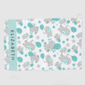 Muster von Elefanten, Niedliche Elefanten, Ihr Nam Golfhandtuch (Horizontal)